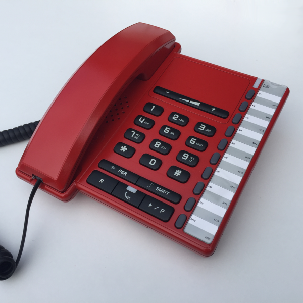 Opvallende rode telefoon