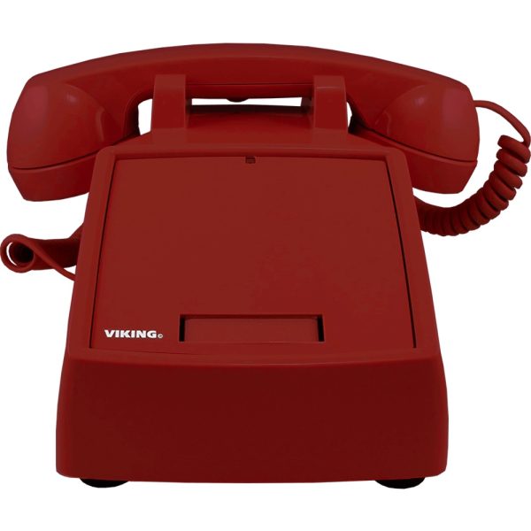 Rode telefoon zonder toetsenbord met kiezer